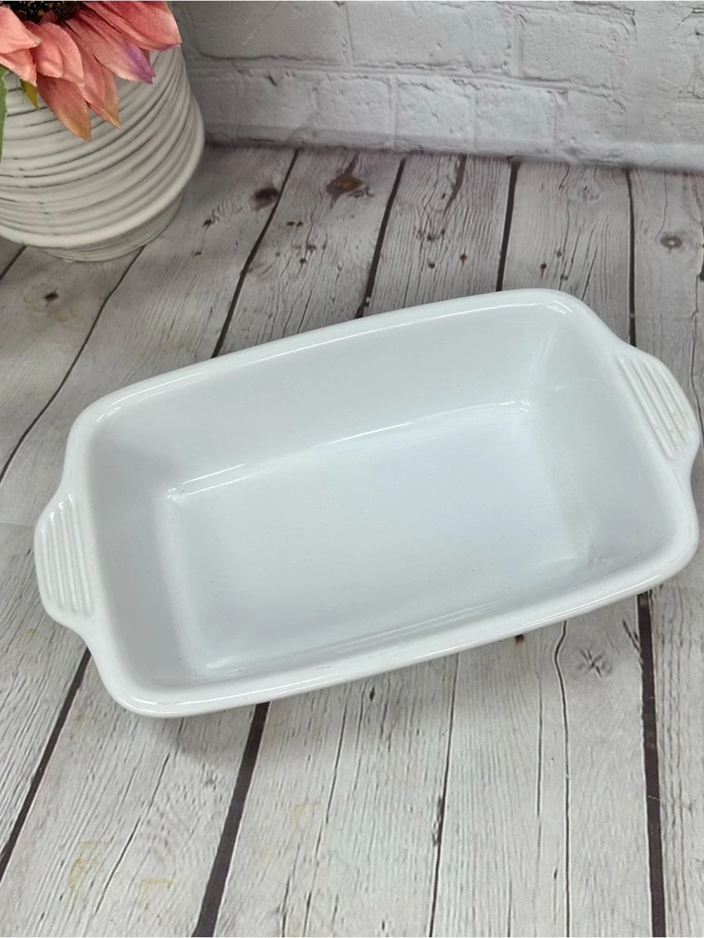 lodge stoneware White casserole Baking Pan minimalist farmhouse french country